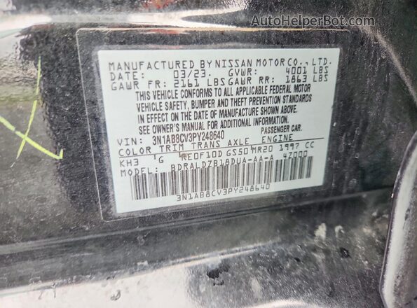 3N1AB8CV3PY248640 2023 NISSAN SENTRA Black Widok komory silnika