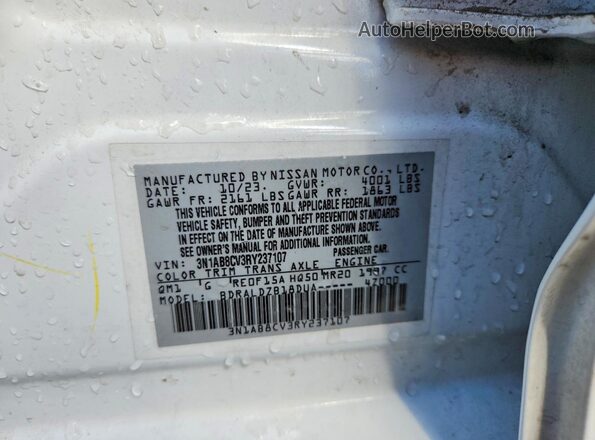 3N1AB8CV3RY237107 2024 NISSAN SENTRA White Widok naklejki z numerem VIN