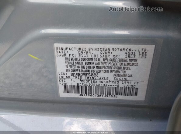 3N1AB8CV3RY345856 2024 NISSAN SENTRA Blue ძრავის განყოფილების ხედი