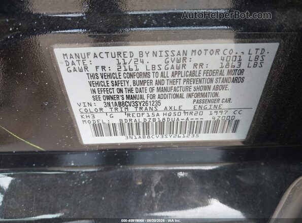 3N1AB8CV3SY261235 2025 NISSAN SENTRA Black Շարժիչի բաժամունքի տեսք