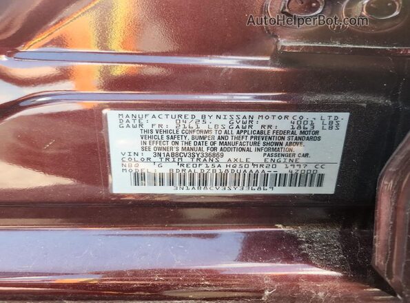 3N1AB8CV3SY336869 2025 NISSAN SENTRA Темно-бордовый Вид подкапотного пространства