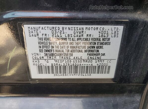 3N1AB8CV4MY256158 2021 NISSAN SENTRA Черный Вид подкапотного пространства