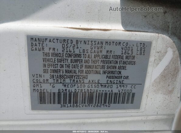 3N1AB8CV4MY282940 2021 NISSAN SENTRA Белый Вид подкапотного пространства