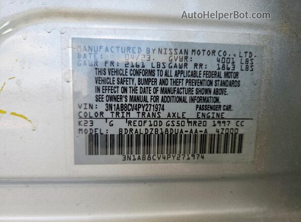 3N1AB8CV4PY271974 2023 NISSAN SENTRA Серебряный Вид подкапотного пространства