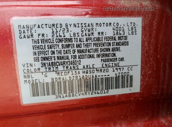 3N1AB8CV4RY246012 2024 NISSAN SENTRA Red Widok komory silnika