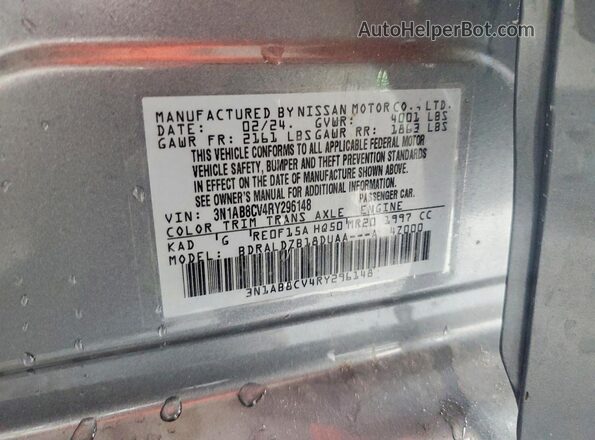 3N1AB8CV4RY296148 2024 NISSAN SENTRA Gray Շարժիչի բաժամունքի տեսք