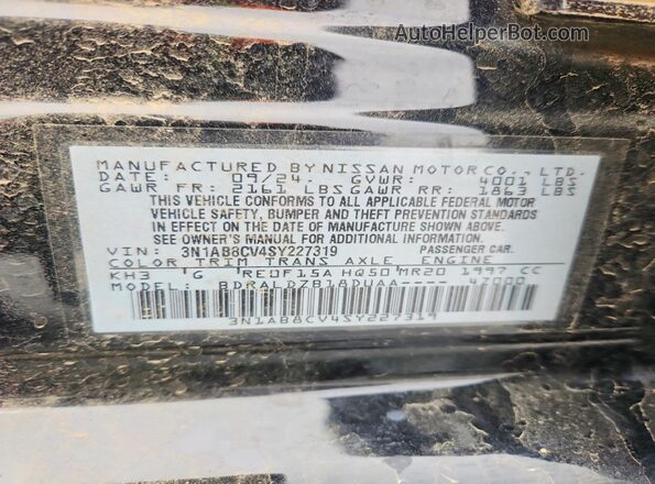 3N1AB8CV4SY227319 2025 NISSAN SENTRA Black Շարժիչի բաժամունքի տեսք