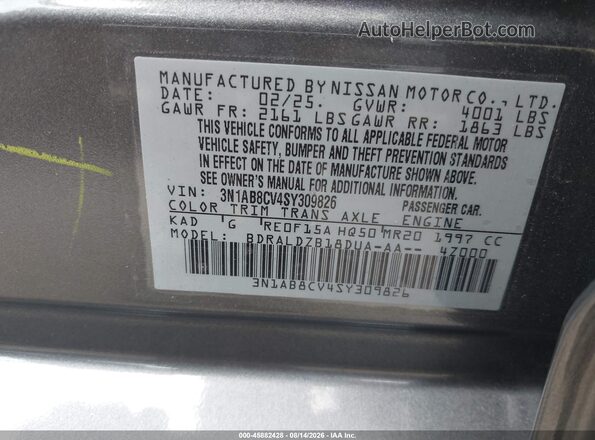 3N1AB8CV4SY309826 2025 NISSAN SENTRA Gray Vista del compartimento del motor