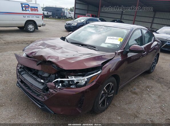 3N1AB8CV4SY322432 2025 NISSAN SENTRA Maroon Առջևի ձախ երեք քառորդ տեսարան