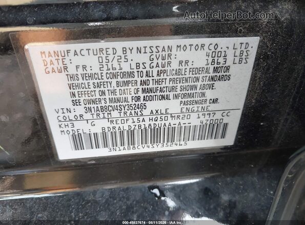 3N1AB8CV4SY352465 2025 NISSAN SENTRA Black Engine compartment view
