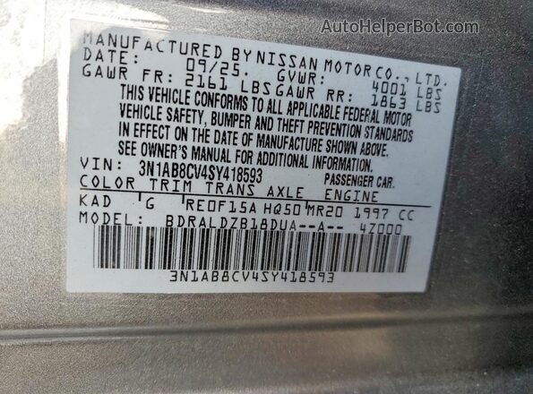 3N1AB8CV4SY418593 2025 NISSAN SENTRA Gray ძრავის განყოფილების ხედი