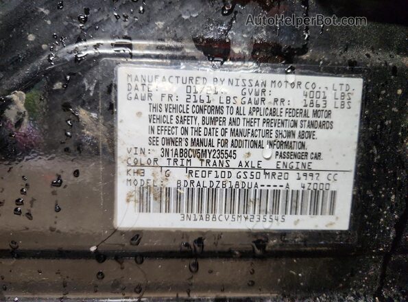3N1AB8CV5MY235545 2021 NISSAN SENTRA Black VIN sticker view