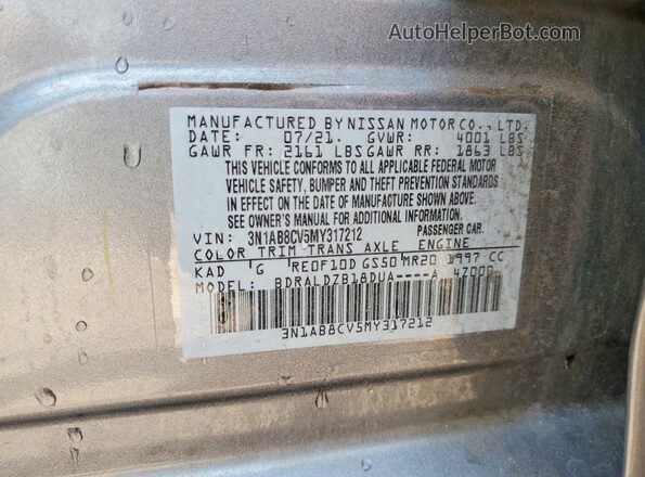 3N1AB8CV5MY317212 2021 NISSAN SENTRA Gray Widok komory silnika