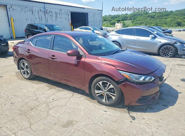 3N1AB8CV5MY319218 2021 NISSAN SENTRA Темно-бордовый Передняя правая четверть