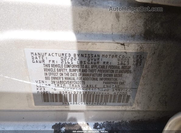 3N1AB8CV5NY242075 2022 NISSAN SENTRA Silver Engine compartment view
