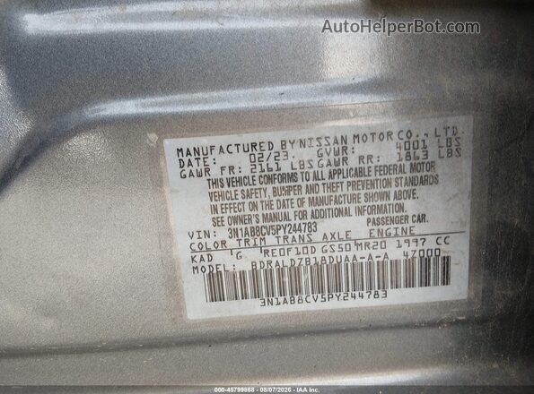 3N1AB8CV5PY244783 2023 NISSAN SENTRA Gray Vista del compartimento del motor