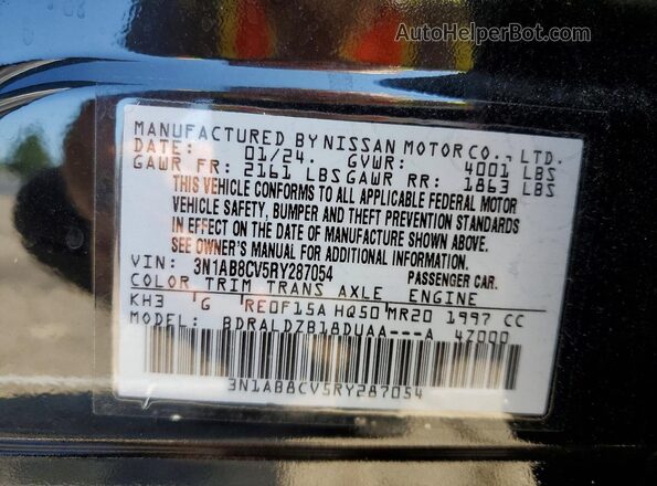 3N1AB8CV5RY287054 2024 NISSAN SENTRA Black ძრავის განყოფილების ხედი