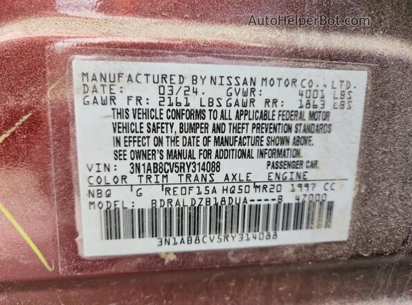3N1AB8CV5RY314088 2024 NISSAN SENTRA Burgundy Շարժիչի բաժամունքի տեսք
