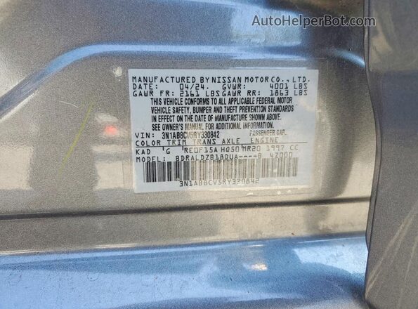 3N1AB8CV5RY330842 2024 NISSAN SENTRA Gray Vista de la etiqueta del VIN