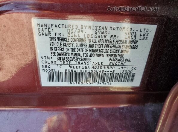 3N1AB8CV5RY349696 2024 NISSAN SENTRA Maroon ძრავის განყოფილების ხედი