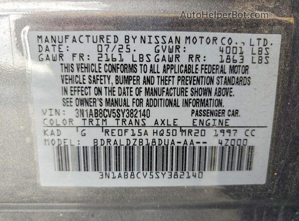 3N1AB8CV5SY382140 2025 NISSAN SENTRA Gray Engine compartment view