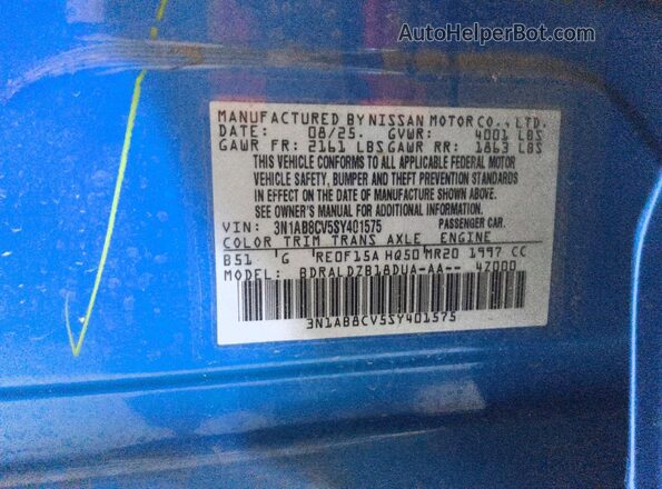 3N1AB8CV5SY401575 2025 NISSAN SENTRA Blue Widok komory silnika