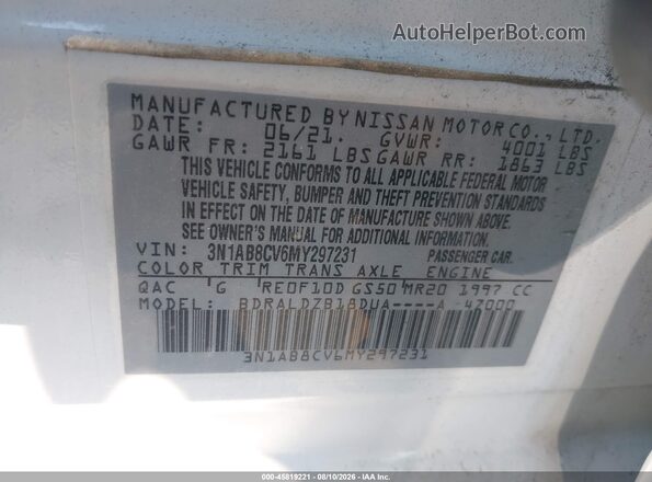3N1AB8CV6MY297231 2021 NISSAN SENTRA White Вид підкапотного простору