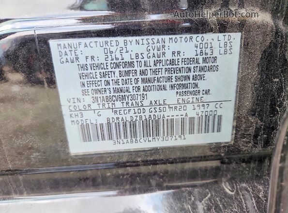3N1AB8CV6MY307191 2021 NISSAN SENTRA Black Engine compartment view