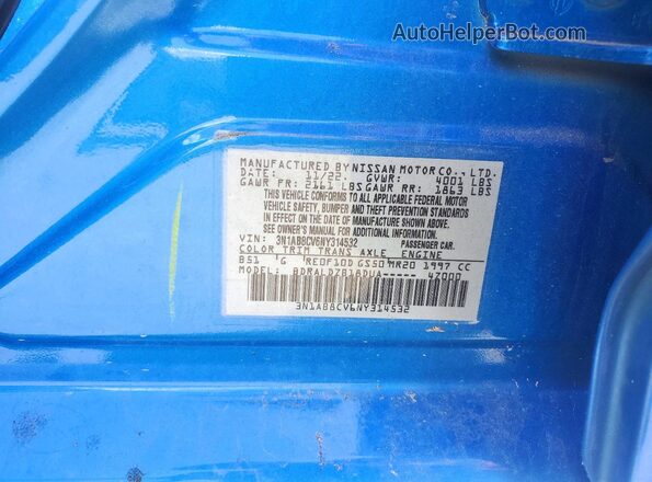 3N1AB8CV6NY314532 2022 NISSAN SENTRA Blue Engine compartment view
