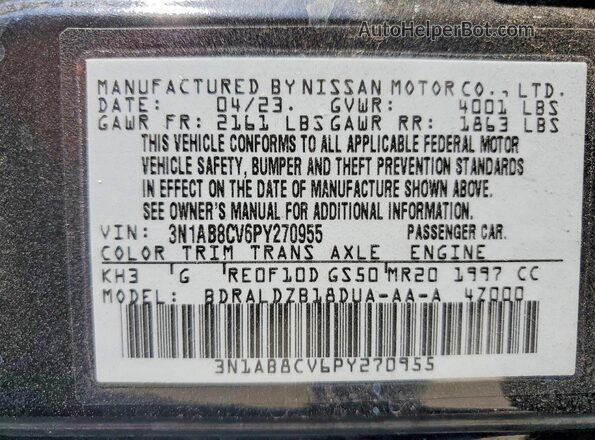 3N1AB8CV6PY270955 2023 NISSAN SENTRA Black Widok komory silnika