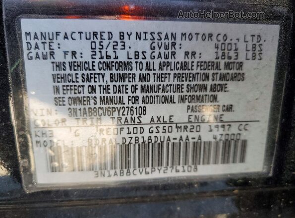 3N1AB8CV6PY276108 2023 NISSAN SENTRA Black ძრავის განყოფილების ხედი