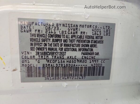 3N1AB8CV6RY212637 2024 NISSAN SENTRA White Вид підкапотного простору
