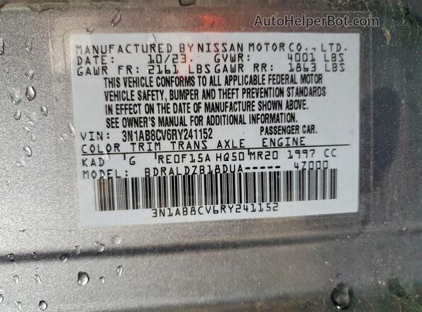 3N1AB8CV6RY241152 2024 NISSAN SENTRA Gray Вид наклейки з VIN-кодом