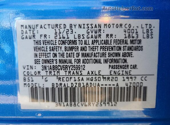3N1AB8CV6RY259912 2024 NISSAN SENTRA Blue Շարժիչի բաժամունքի տեսք
