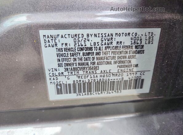 3N1AB8CV6RY364983 2024 NISSAN SENTRA Gray VIN sticker view