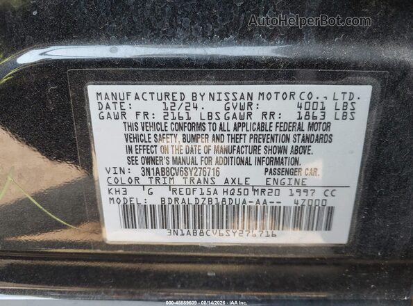 3N1AB8CV6SY276716 2025 NISSAN SENTRA Black Engine compartment view