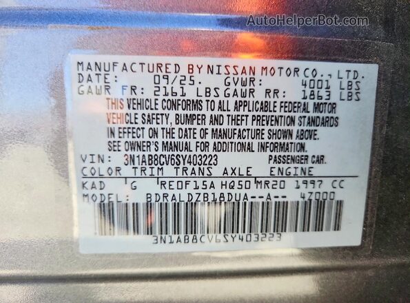 3N1AB8CV6SY403223 2025 NISSAN SENTRA Gray Widok komory silnika