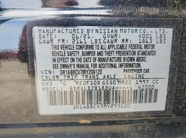 3N1AB8CV7MY299120 2021 NISSAN SENTRA Black ძრავის განყოფილების ხედი