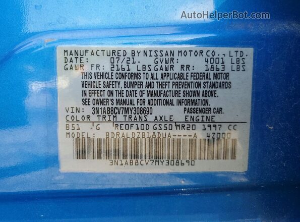 3N1AB8CV7MY308690 2021 NISSAN SENTRA Blue Engine compartment view