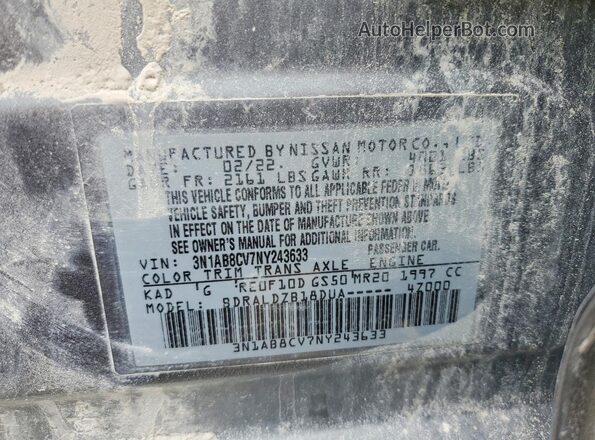 3N1AB8CV7NY243633 2022 NISSAN SENTRA Серый Вид подкапотного пространства