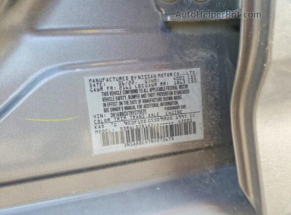 3N1AB8CV7NY275675 2022 NISSAN SENTRA Серый Вид подкапотного пространства