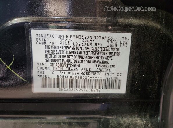 3N1AB8CV7SY226696 2025 NISSAN SENTRA Black Вид підкапотного простору