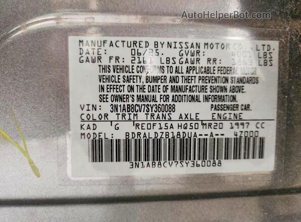 3N1AB8CV7SY360088 2025 NISSAN SENTRA Серебряный Вид задней части салона
