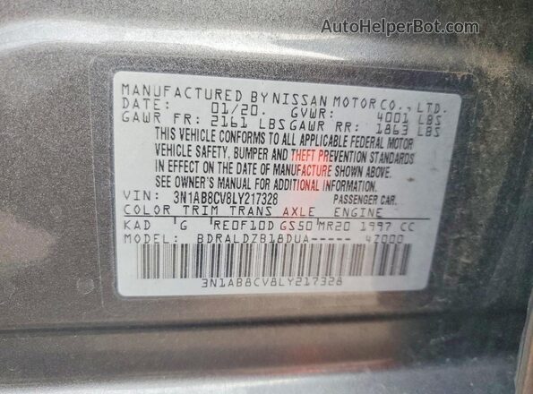 3N1AB8CV8LY217328 2020 NISSAN SENTRA Charcoal Вид підкапотного простору