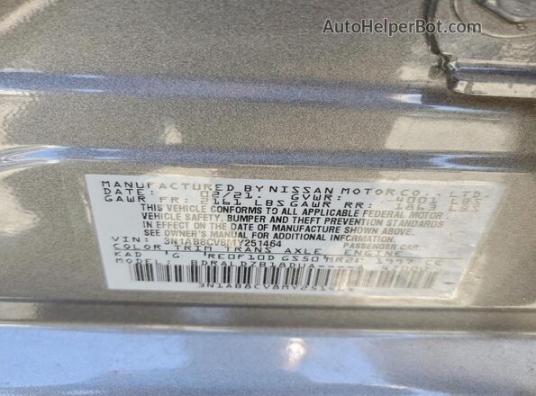 3N1AB8CV8MY251464 2021 NISSAN SENTRA Gray Շարժիչի բաժամունքի տեսք