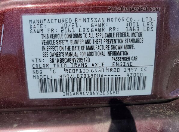 3N1AB8CV8NY205120 2022 NISSAN SENTRA Brown Widok komory silnika