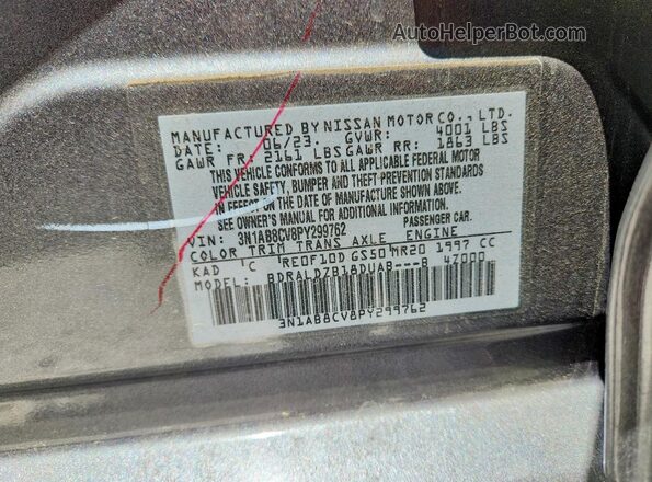3N1AB8CV8PY299762 2023 NISSAN SENTRA Gray VIN sticker view