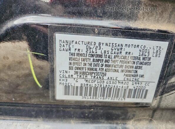 3N1AB8CV8PY307259 2023 NISSAN SENTRA Black Вид наклейки з VIN-кодом