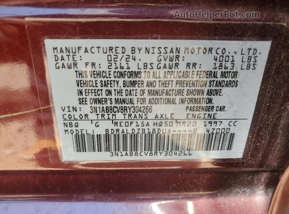 3N1AB8CV8RY304266 2024 NISSAN SENTRA Белый Вид наклейки с VIN-кодом