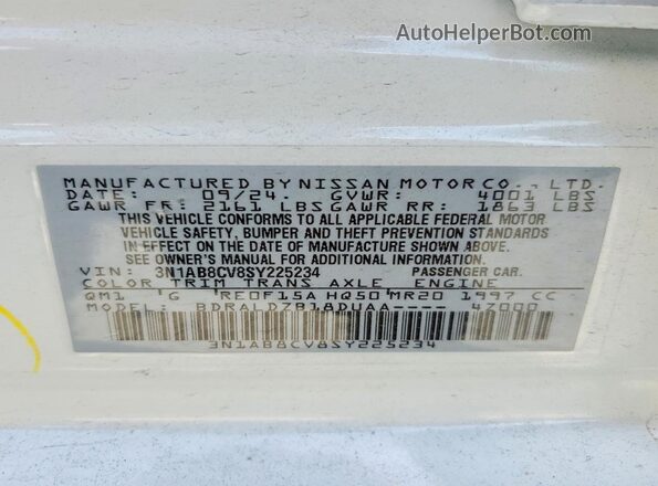 3N1AB8CV8SY225234 2025 NISSAN SENTRA White Widok komory silnika